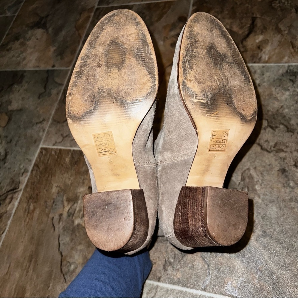 Madewell The Regan Ankle Suede Leather Boot in Wet Pebble Size 8 - Picture 12 of 14